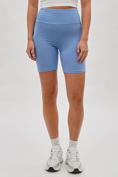 Mikk High-Waisted Biker Shorts - Blue - Womens Shorts & Capris - Fairweather