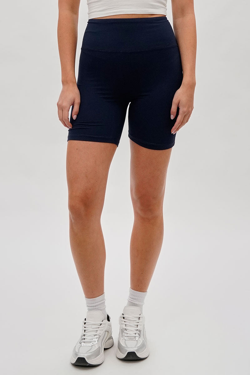 Mikk High-Waisted Biker Shorts - Navy - Womens Shorts & Capris - Fairweather