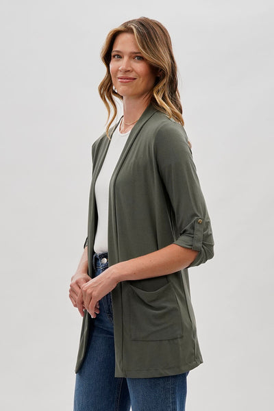 Costa Blanca Open Lightweight Wrap Cardigan - Olive - Womens Cardigans - Fairweather