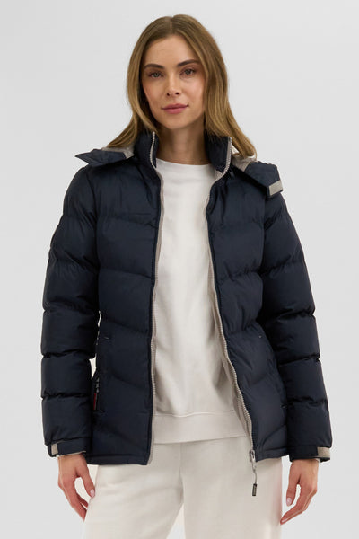 Canada Weather Gear Chevron Bubble Bomber Jacket - Navy - Womens Bomber Jackets - Fairweather
