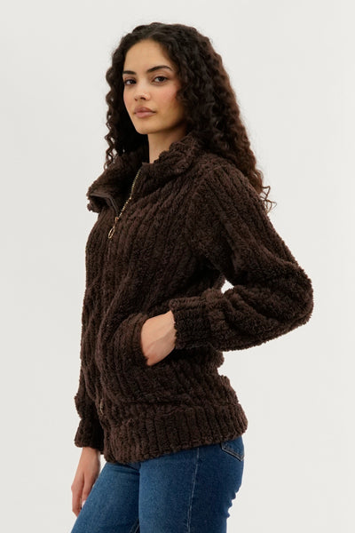 Veste légère zippée en peluche Fahrenheit - Marron