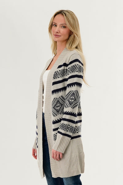 Canada Weather Gear Fair Isle Print Cardigan - Grey - Womens Cardigans - Fairweather