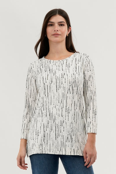 International INC Company Patterned 3/4 Sleeve Blouse - White - Womens Shirts & Blouses - Fairweather