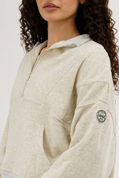Fahrenheit Half Zip Cropped Sweatshirt - Cream - Womens Hoodies & Sweatshirts - Fairweather
