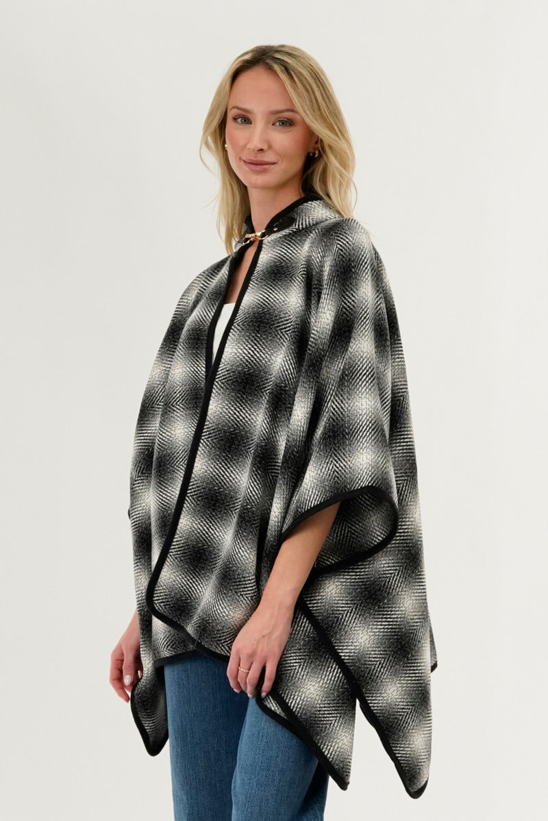 Canada Weather Gear Plaid Poncho - Grey - Womens Ponchos - Fairweather