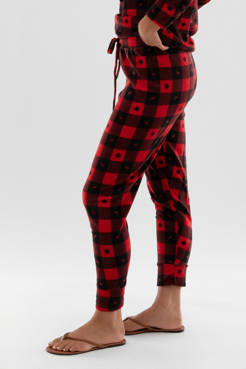 Canada Weather Gear Plaid Tie Waist Pajama Pants - Red - Womens Pajamas - Fairweather