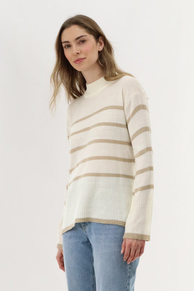 Beechers Brook Striped Knit Pullover Sweater - Cream - Womens Pullover Sweaters - Fairweather