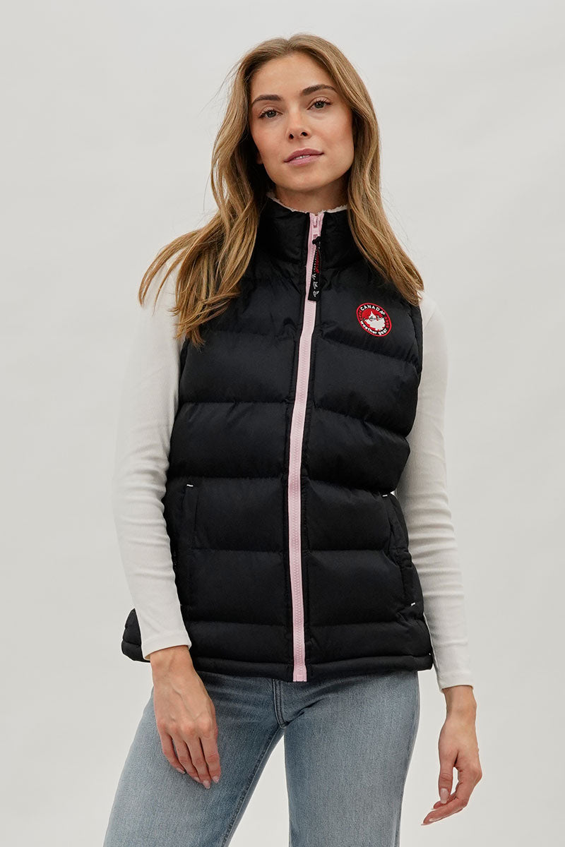 Gilet matelassé Canada Weather Gear à col doublé polaire – Bleu marine