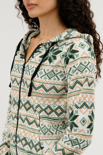 Canada Weather Gear Festive Print Fleece Onesie - White