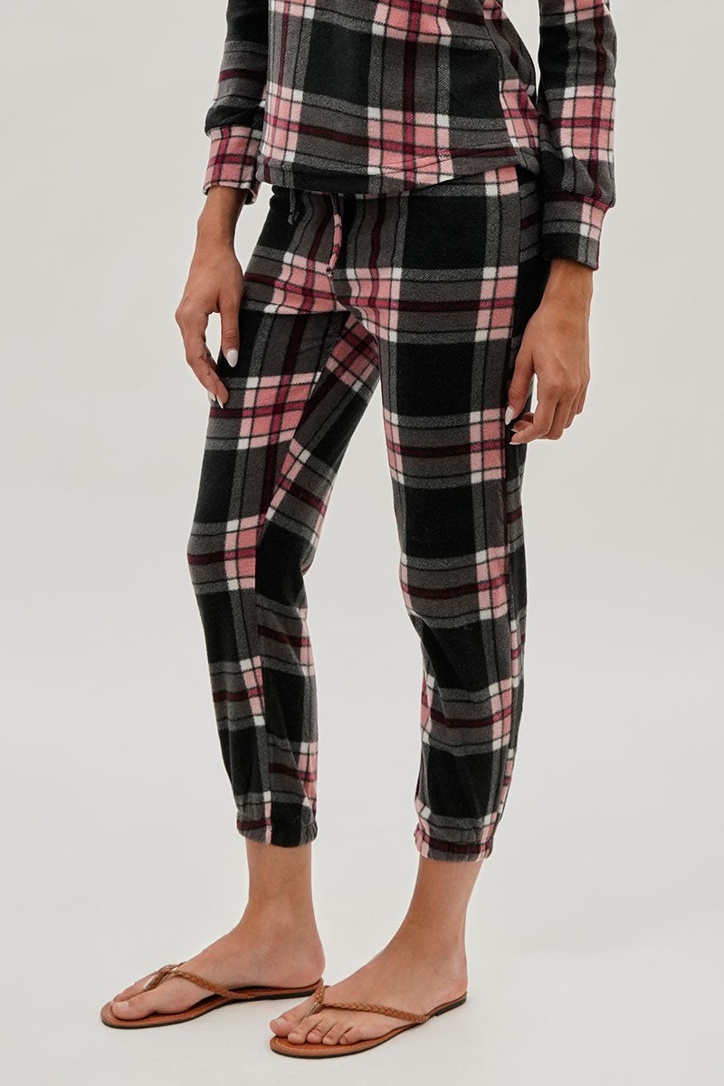 Canada Weather Gear Plaid Jogger Pajama Pants - Black - Womens Pajamas - Fairweather