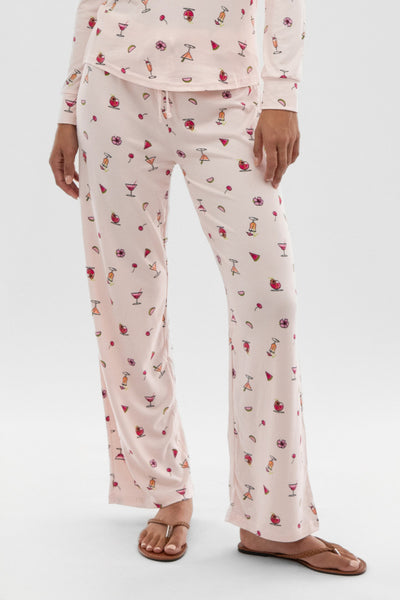 Canada Weather Gear Drink Print Wide Leg Pajama Pants - Blush - Womens Pajamas - Fairweather