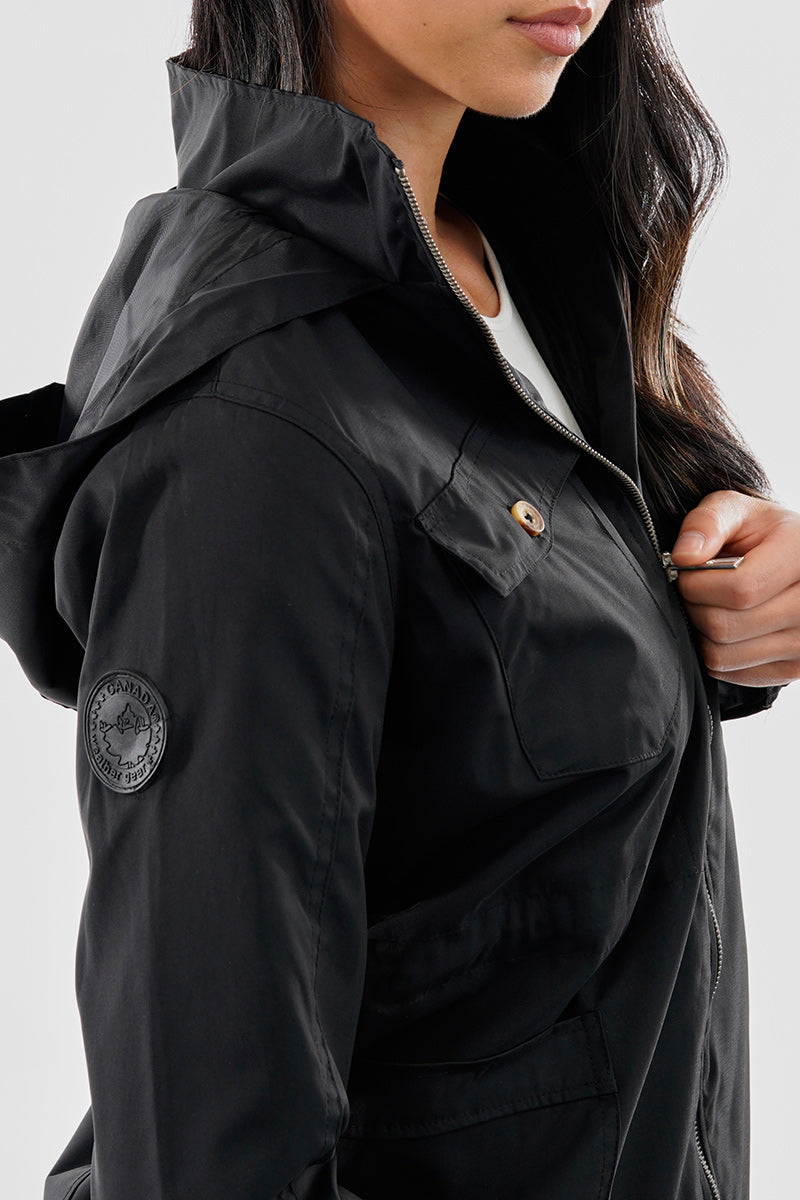 Canada Weather Gear Coated Microfibre Zip Up Lightweight Jacket - Black - Womens Lightweight Jackets - Fairweather