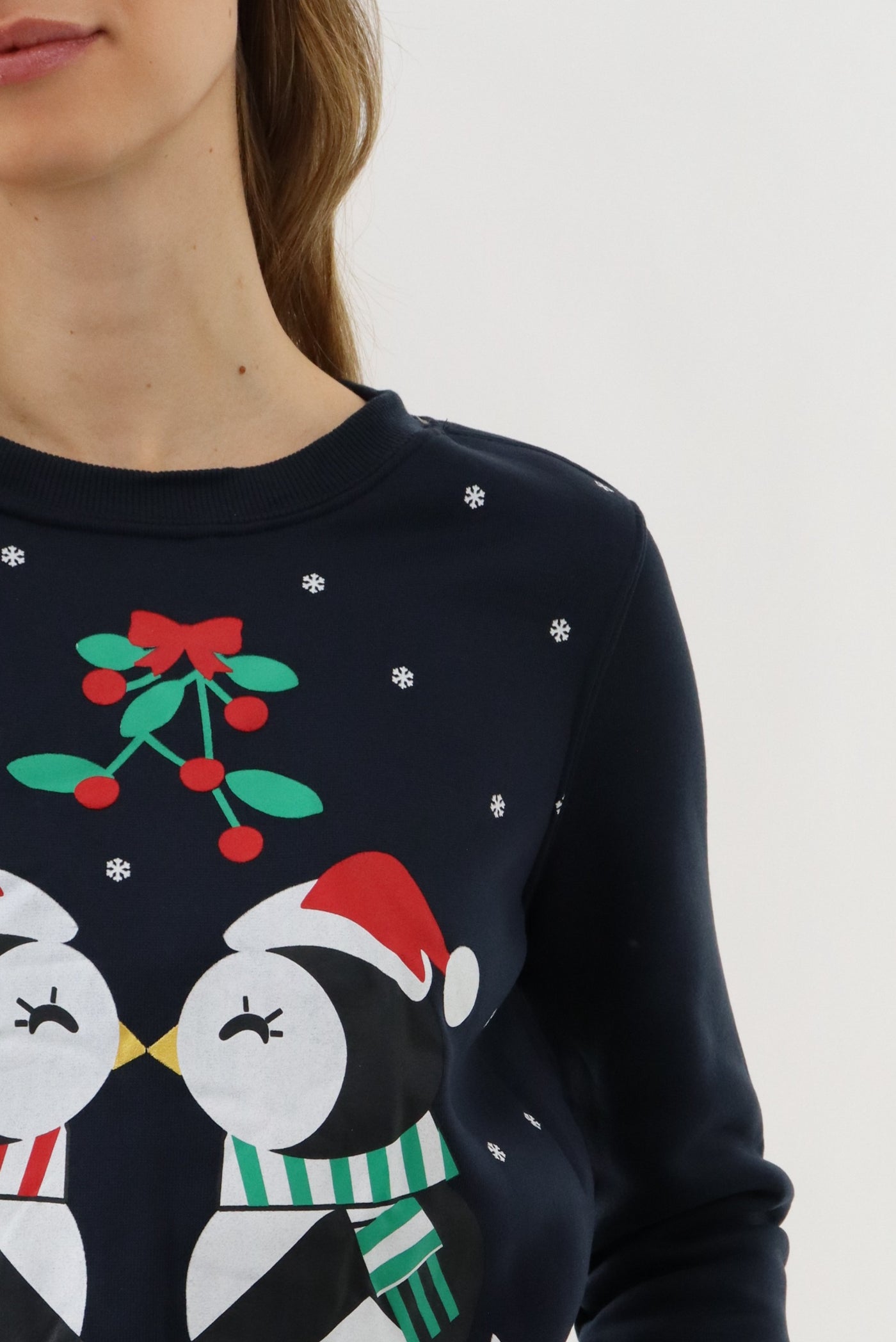 Festive Penguins Christmas Sweater - Navy - Womens Christmas Sweaters - Fairweather