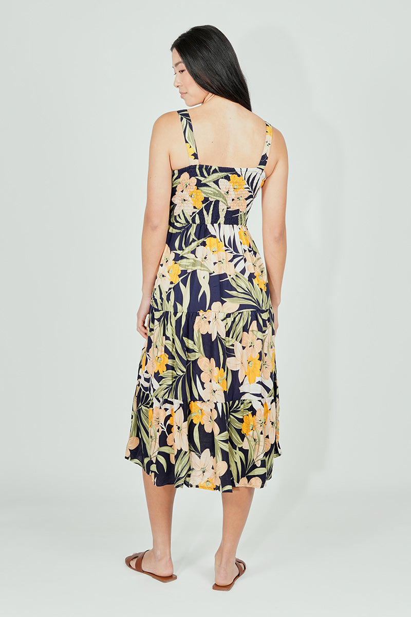 Limite Floral Smocked Waist Maxi Dress - Navy - Womens Maxi Dresses - Fairweather