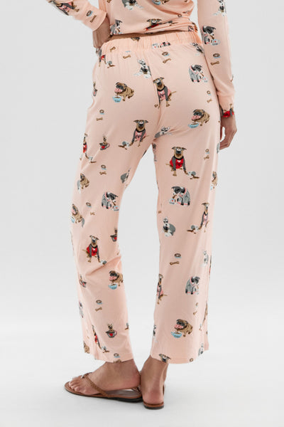 Canada Weather Gear Dog Print Wide Leg Pajama Pants - Blush - Womens Pajamas - Fairweather
