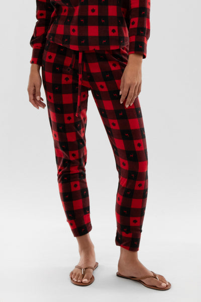 Canada Weather Gear Plaid Tie Waist Pajama Pants - Red - Womens Pajamas - Fairweather