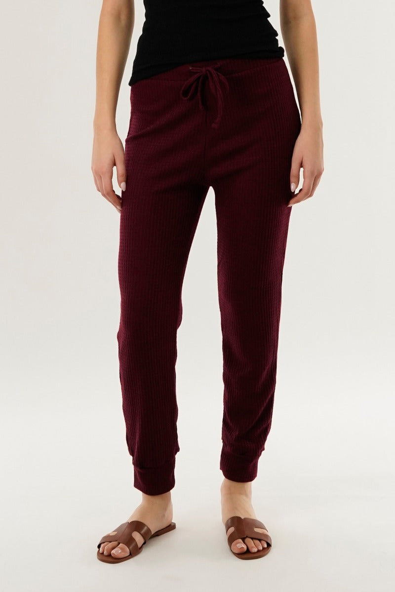 International INC Company Waffle Knit Joggers - Burgundy - Womens Joggers & Sweatpants - Fairweather