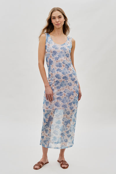 Stylexchange Floral Sheer Lined Maxi Dress - Blue - Womens Maxi Dresses - Fairweather