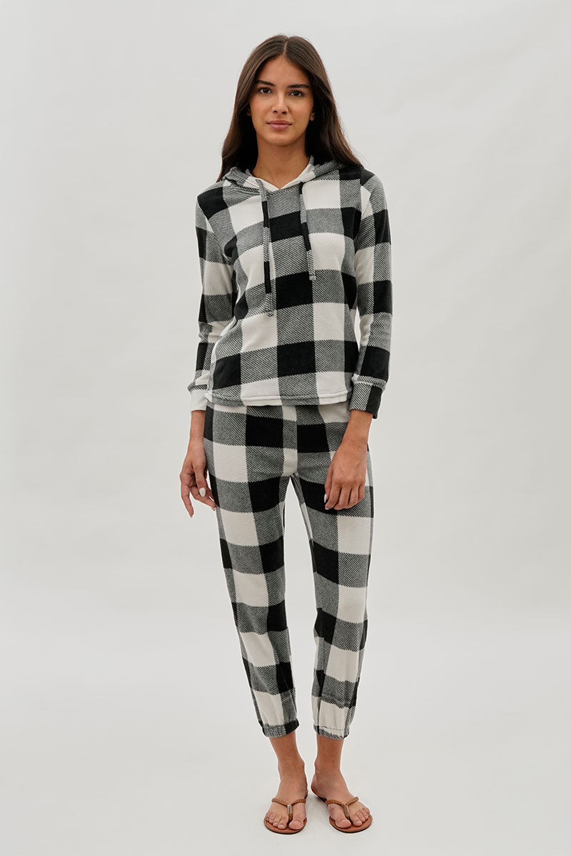 Canada Weather Gear Plaid Jogger Pajama Pants - White - Womens Pajamas - Fairweather