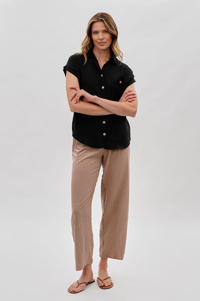 Sylexchange Vintage Short Sleeve Button Down Shirt - Black - Womens Shirts & Blouses - Fairweather