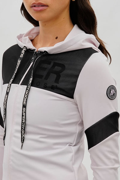 Super Triple Goose Zip Up Mesh Detail Hoodie - Blush - Womens Hoodies & Sweatshirts - Fairweather