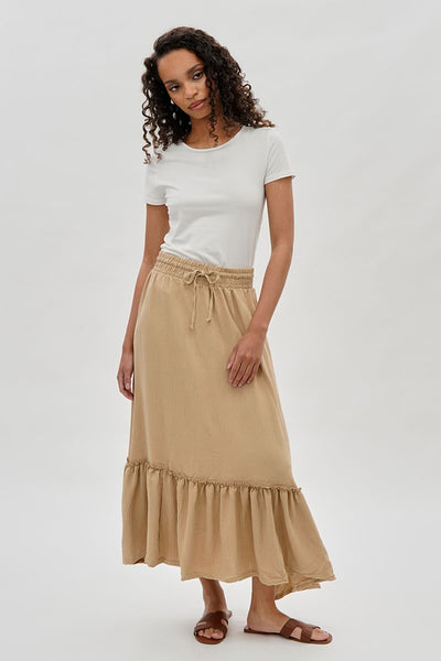 Stylexchange Vintage Tiered Cinched Skirt - Cream - Womens Skirts - Fairweather