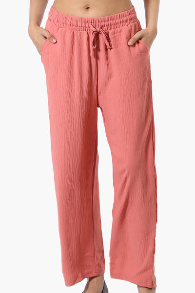 Stylexchange Tie Waist Wide Leg Crinkled Pants - Coral - Womens Pants - Fairweather