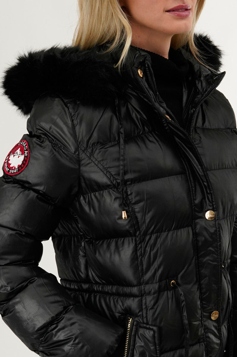 Canada Weather Gear Tie Waist Puffer Parka Jacket - Black - Womens Parka Jackets - Fairweather