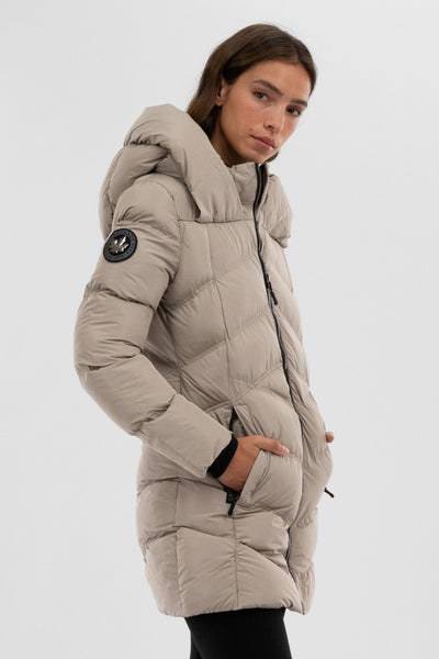 Canada Weather Gear Chevron Quilted Parka Jacket - Beige - Womens Parka Jackets - Fairweather