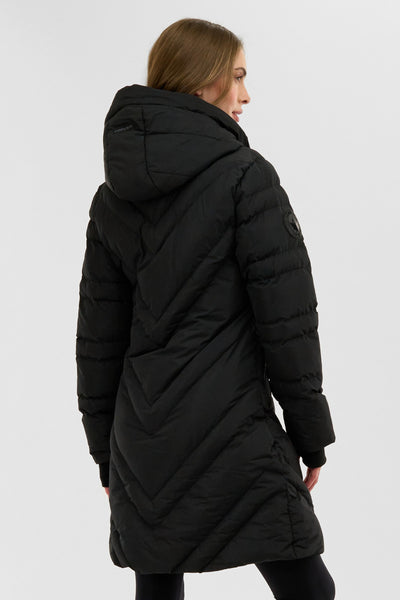 Canada Weather Gear Chevron Quilted Long Parka Jacket - Black - Womens Parka Jackets - Fairweather