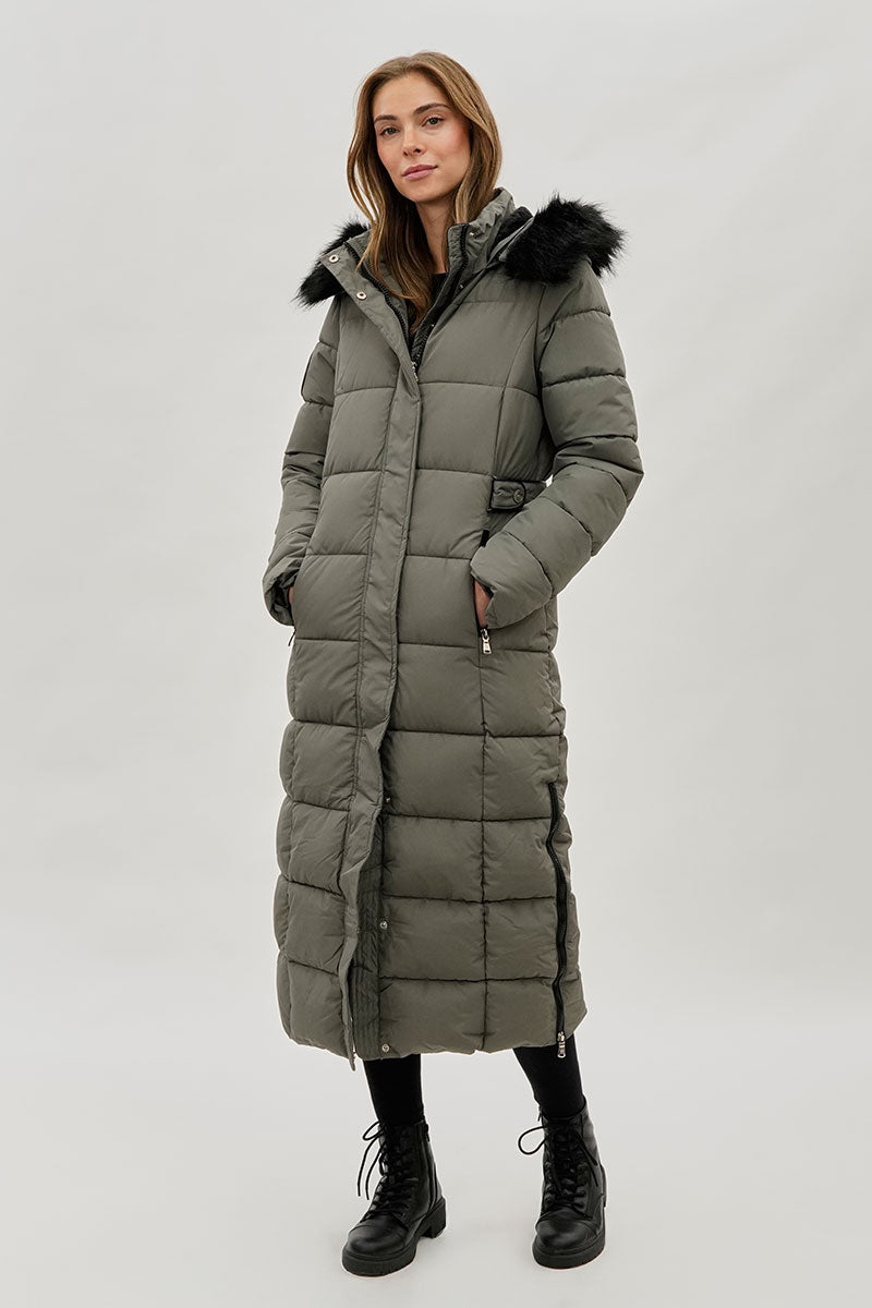 Parka longue doublée de fausse fourrure Canada Weather Gear - Olive