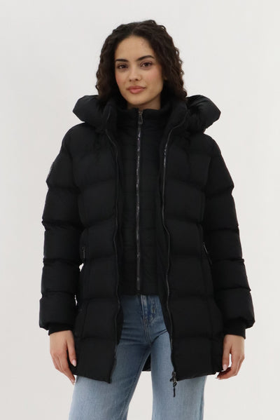 Canada Weather Gear Double Zip Hooded Parka Jacket - Black - Womens Parka Jackets - Fairweather