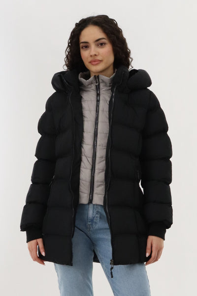 Canada Weather Gear Double Zip Two Tone Parka Jacket - Black - Womens Parka Jackets - Fairweather