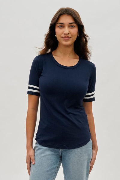 Stylexchange Vintage Striped Varsity Tee - Navy - Womens Tees & Tank Tops - Fairweather