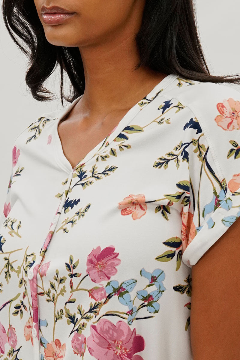 International INC Company Floral Button Up Tee - White - Womens Tees & Tank Tops - Fairweather