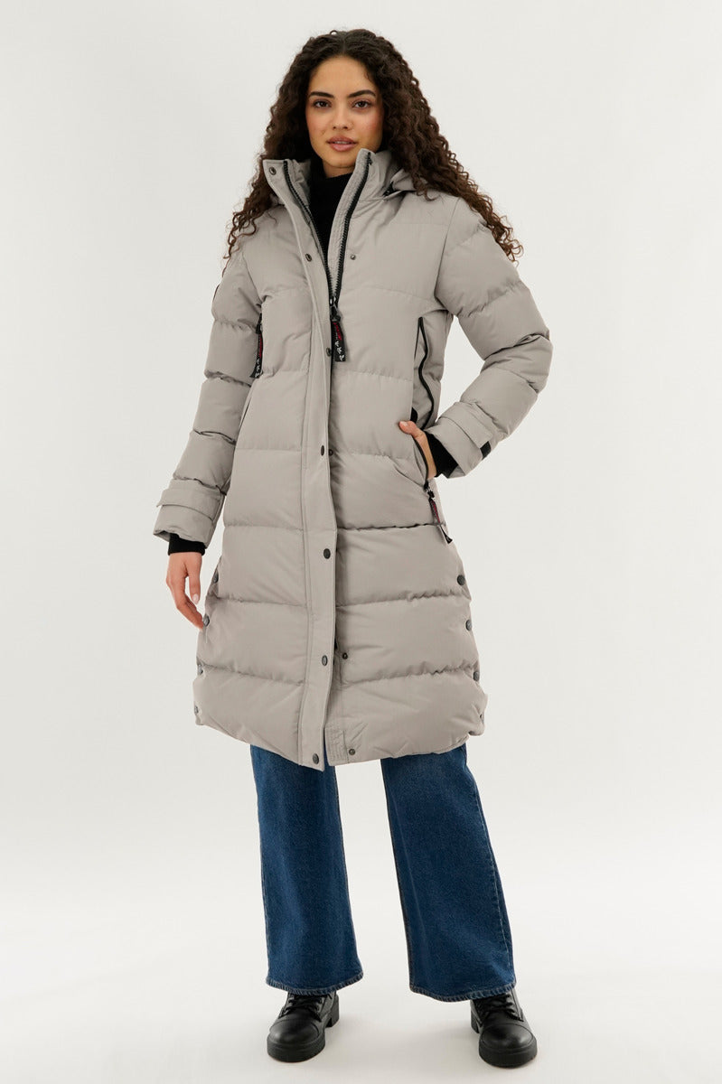 Canada Weather Gear Quilted Maxi Parka Jacket - Stone - Womens Parka Jackets - Fairweather