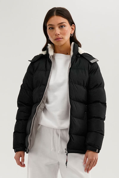 Canada Weather Gear Sherpa Lined Collar Bomber Jacket - Black - Womens Bomber Jackets - Fairweather