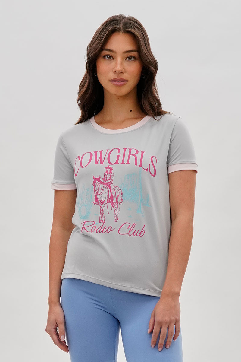 Stylexchange Vintage Cowgirl Graphic Ringer Tee - Grey - Womens Tees & Tank Tops - Fairweather