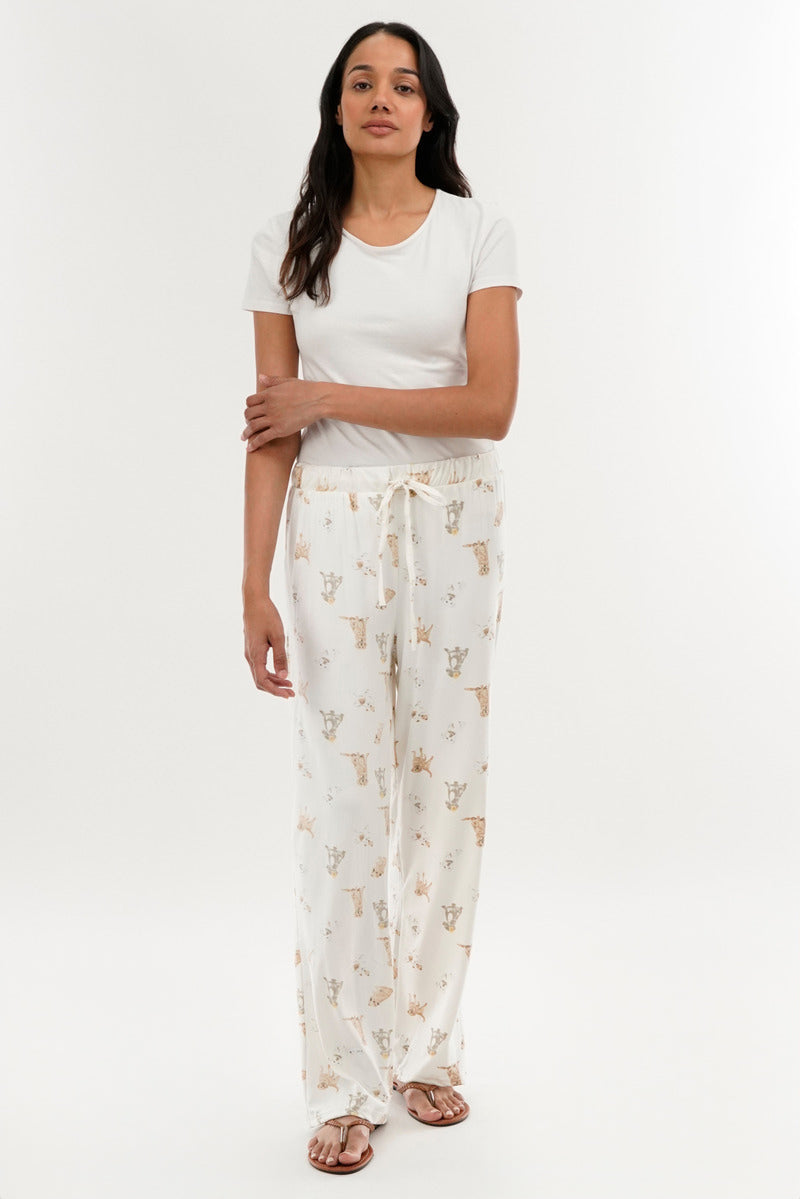 Canada Weather Gear Dog Print Wide Leg Pajama Pants - Beige - Womens Pajamas - Fairweather