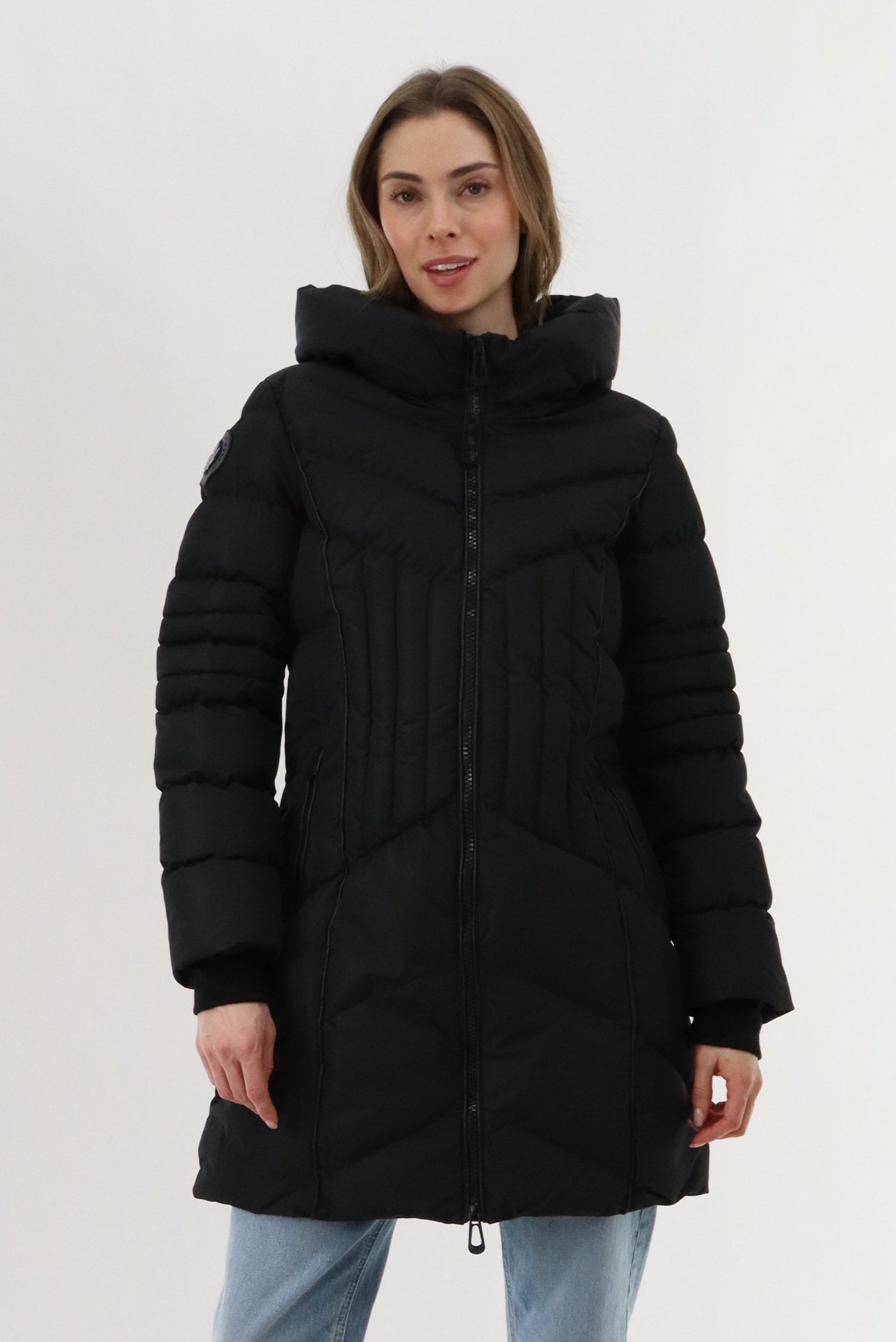 Canada Weather Gear Quilted Hooded Parka Jacket - Black - Womens Parka Jackets - Fairweather