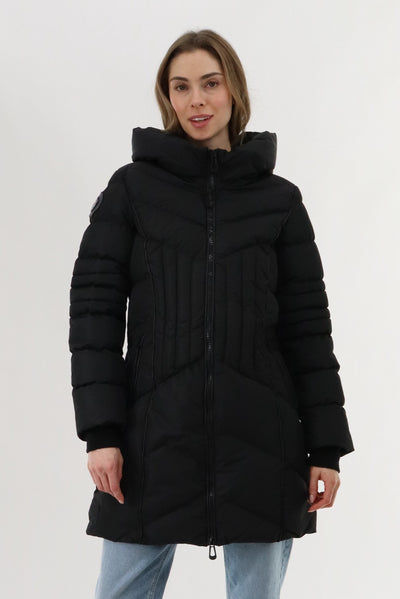 Canada Weather Gear Quilted Hooded Parka Jacket - Black - Womens Parka Jackets - Fairweather