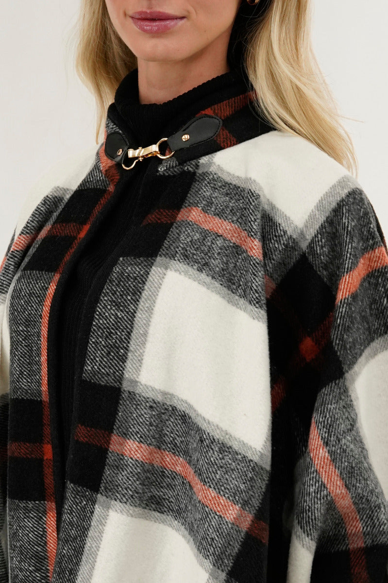 Canada Weather Gear Plaid Poncho - Black - Womens Ponchos - Fairweather