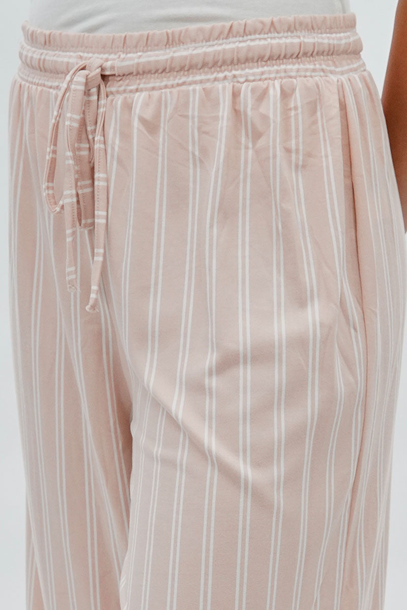 International INC Company Striped Wide Leg Capris Pants - Blush - Womens Pants - Fairweather