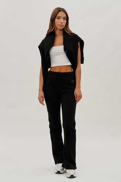 Fahrenheit Wide Leg Drawstring Sweatpants - Black