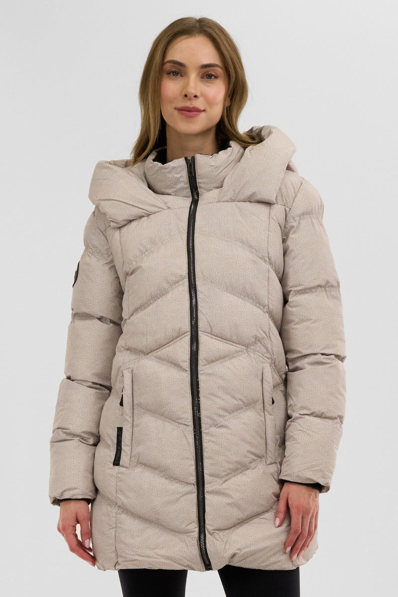 Canada Weather Gear Chevron Quilted Parka Jacket - Cream - Womens Parka Jackets - Fairweather