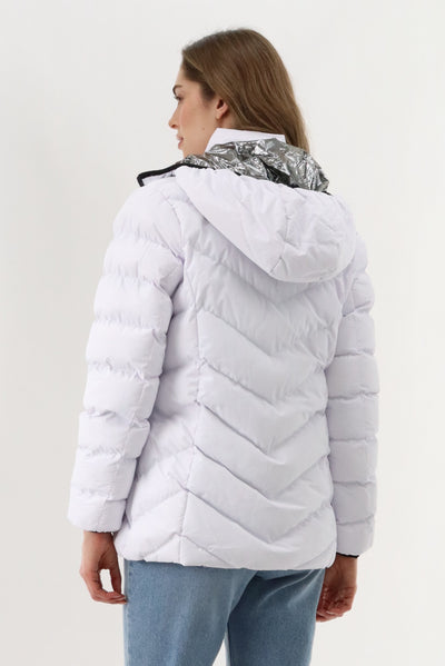 Canada Weather Gear Quilted Puffer Double Zip Bomber Jacket - White - Womens Bomber Jackets - Fairweather