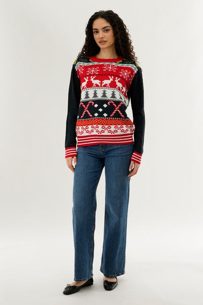Festive Candy Cane Christmas Sweater - Red - Womens Christmas Sweaters - Fairweather