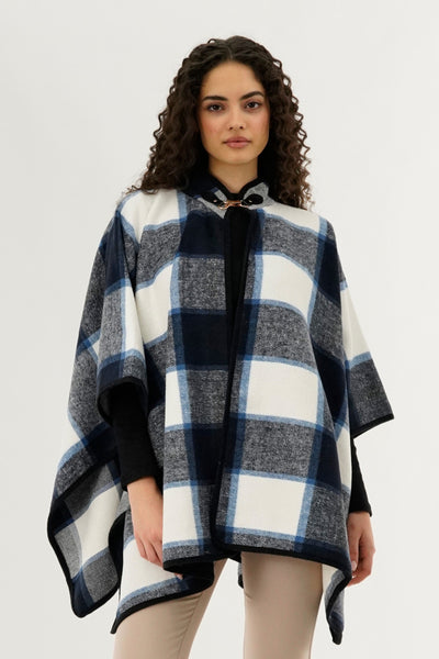 Canada Weather Gear Plaid Poncho - Blue - Womens Ponchos - Fairweather