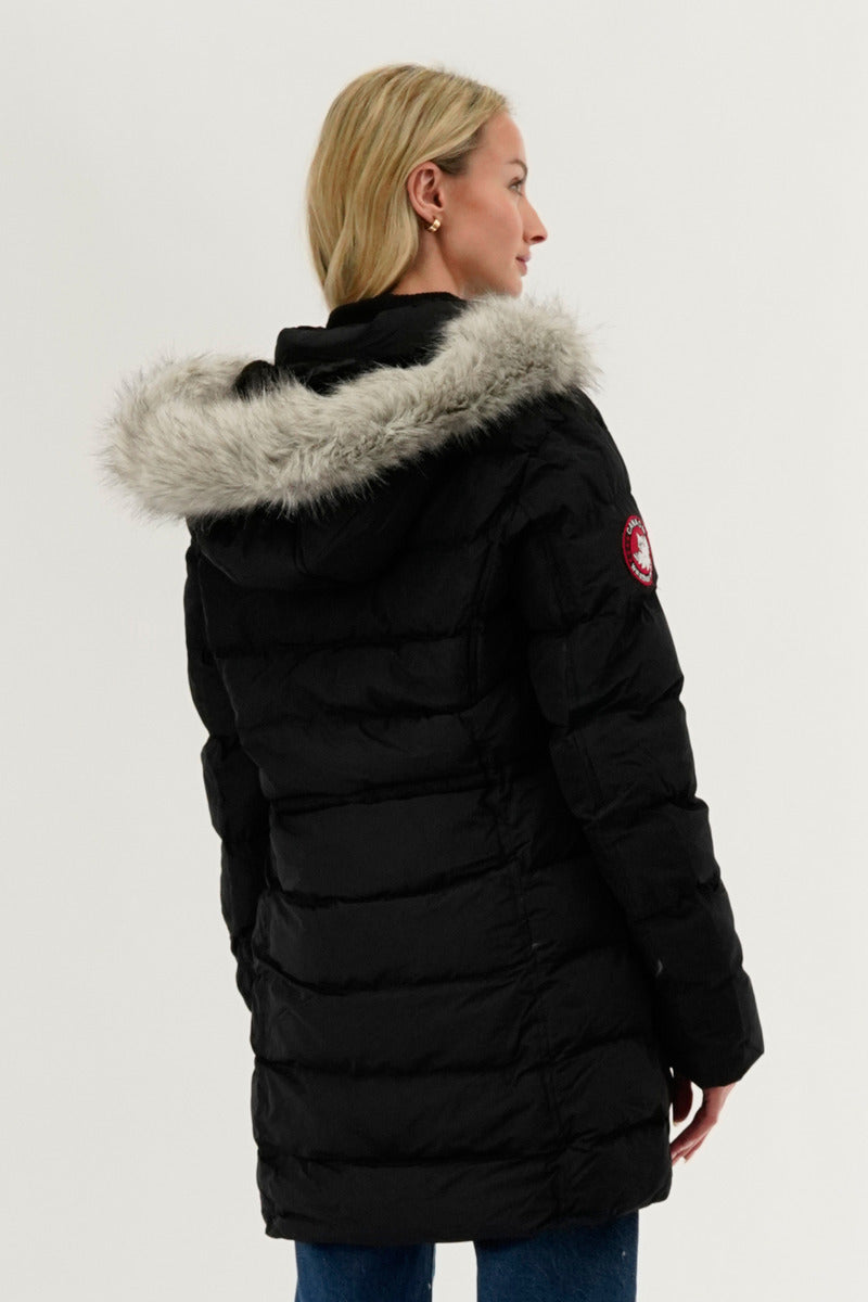 Canada Weather Gear Tie Waist Puffer Parka Jacket - Black - Womens Parka Jackets - Fairweather