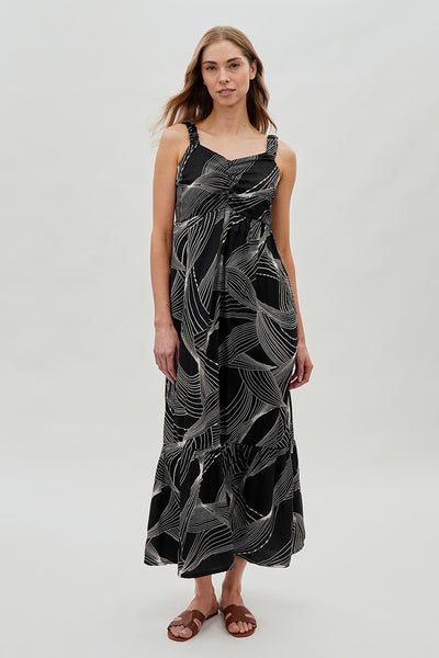 Beechers Brook Ruched Strap Maxi Dress - Black - Womens Maxi Dresses - Fairweather
